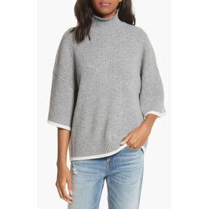 FRAME Tipped Wool & Cashmere Mock Neck Sweater | Medium